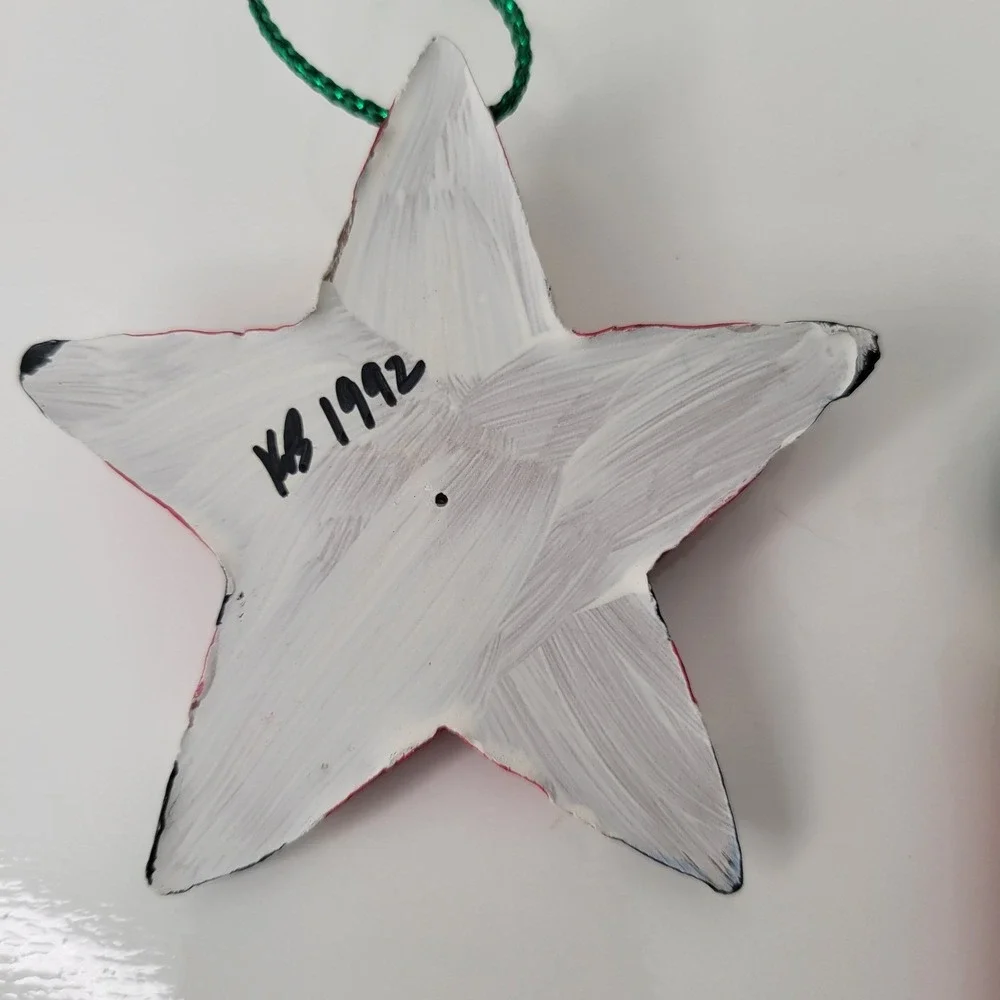 Vintage 1992 Star Santa &‎ Drum Kitten Photo Frame 1991 Christmas Ornaments Lot